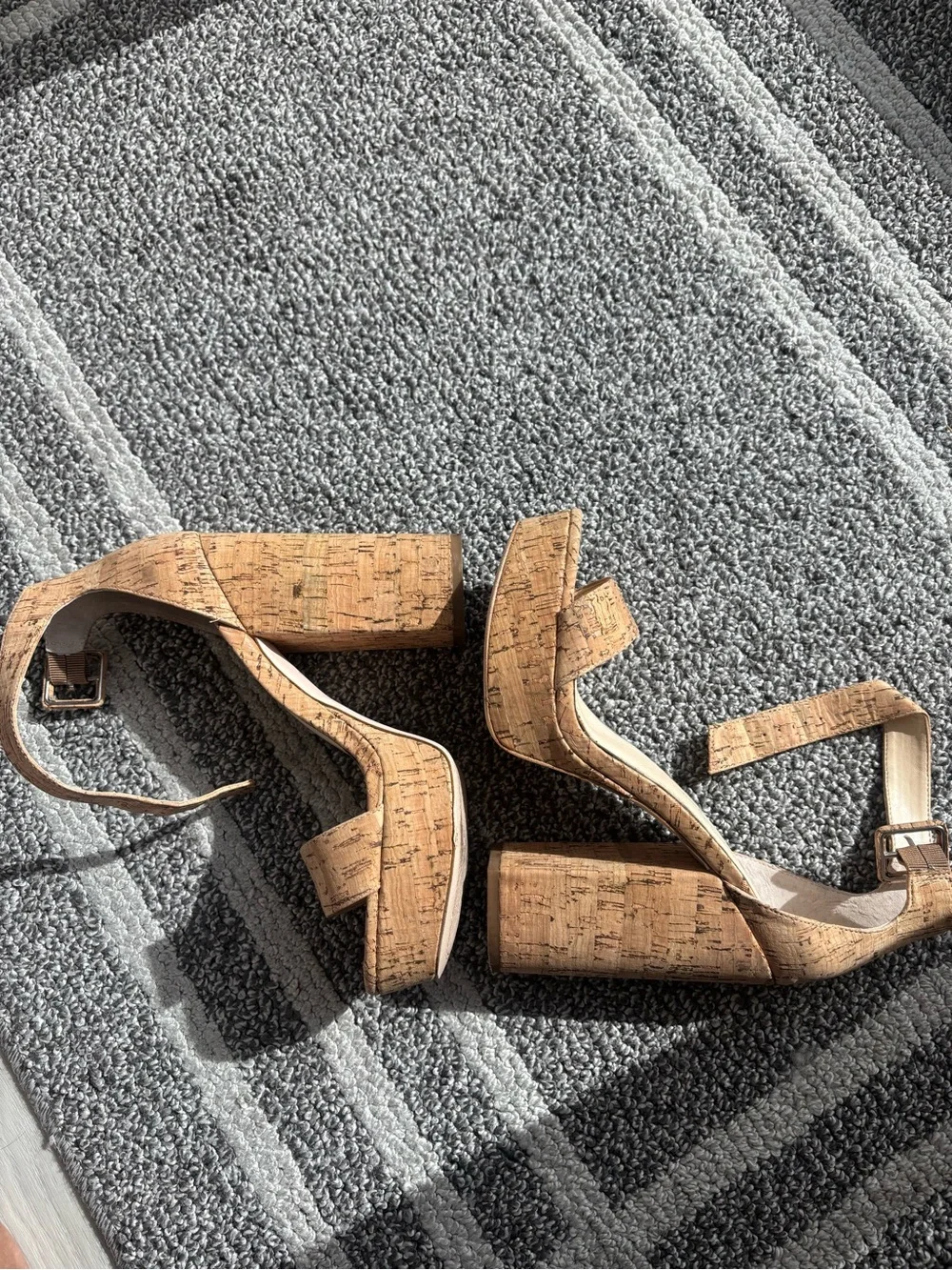 Jessica Simpson Cork Tan Platform Block Heel Sandals